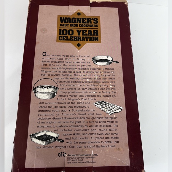 Vintage WAGNER WARE 100 YR ANNIVERSARY 1891 MINI 5 PIECE CAST IRON COOKWARE SET - Picture 6 of 6